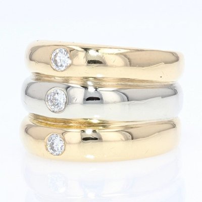 Bague Anneaux 2 Ors Et 3 Diamants