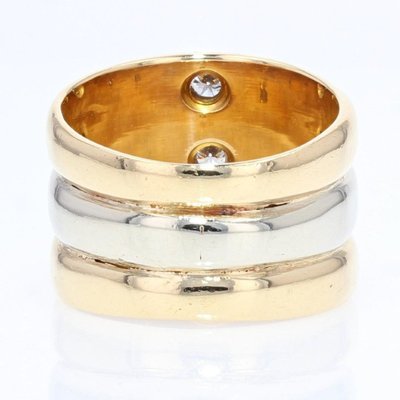 Bague Anneaux 2 Ors Et 3 Diamants