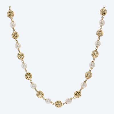 Transformable Gold And Cultured Pearl Necklace