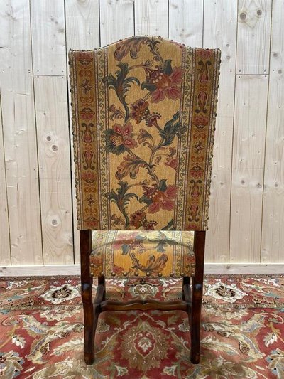 Suite de 4 Louis XIII os de mouton tissu fleurs 