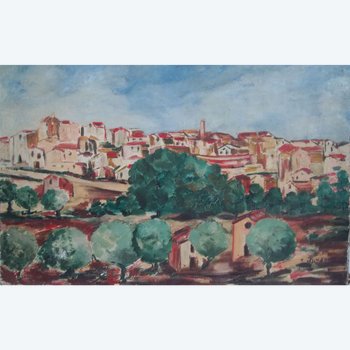 Jacinto SALVADO ( 1892- 1983 ) Paesaggio in Spagna.