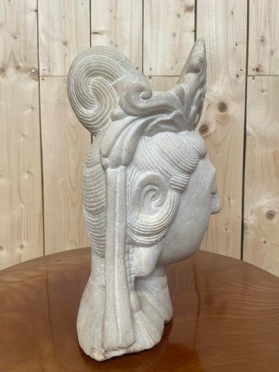 Chinese Buddha head Guanyin in marble