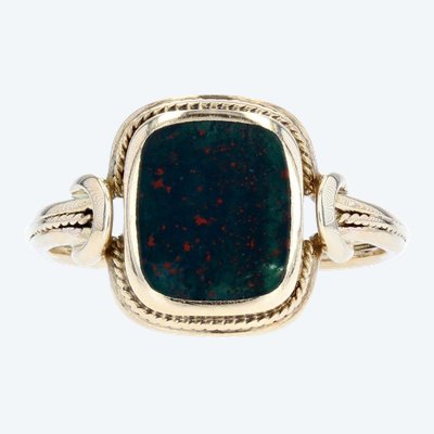 Antique Blood Jasper And Gold Ring