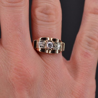 Bague Ancienne Rétro Or Rose Diamants