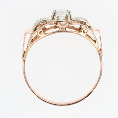 Bague Ancienne Rétro Or Rose Diamants