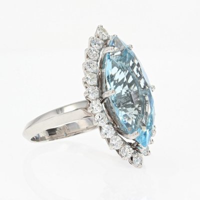 Bague Marquise Aigue-marine Et Diamants