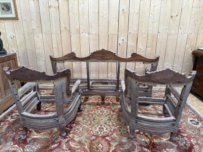 Show in stile Roccan - Louis XV con divano e poltrone 1920.