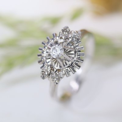 Bague Saphirs Blancs Rétro