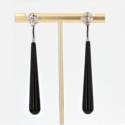 Boucles d'Oreilles Diamants Onyx Chrysoprases