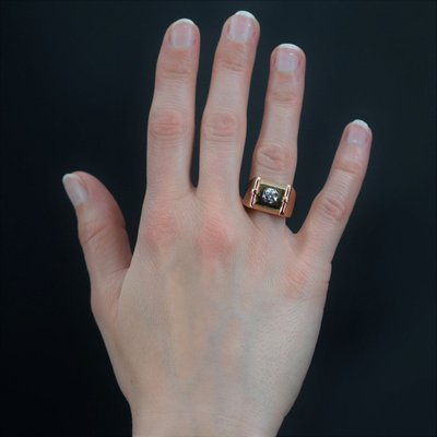 Tank Gold-Siegelring mit Diamanten
