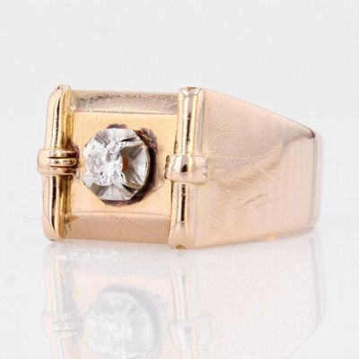 Tank Gold-Siegelring mit Diamanten