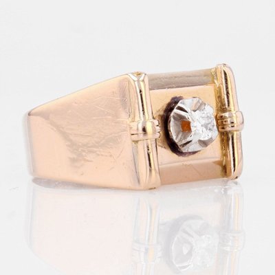 Tank Gold-Siegelring mit Diamanten
