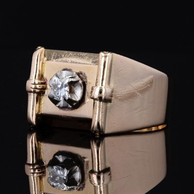 Tank Gold-Siegelring mit Diamanten