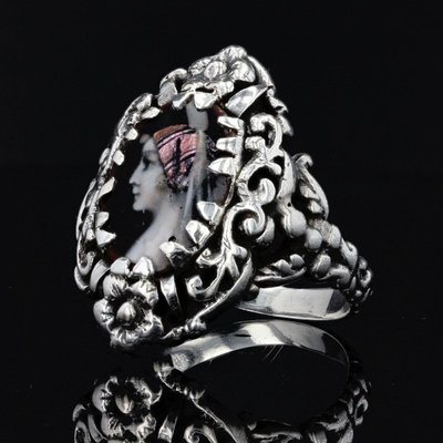 Antiker Silber-Emaille-Ring