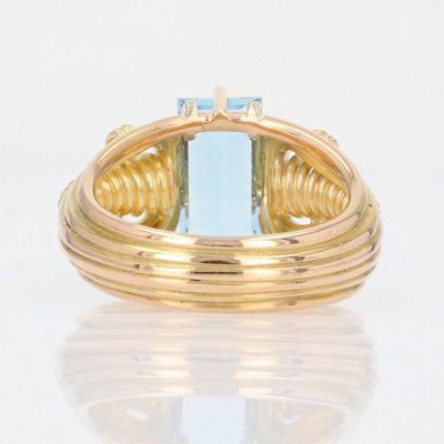 Bague Rétro Aigue-marine Et Or