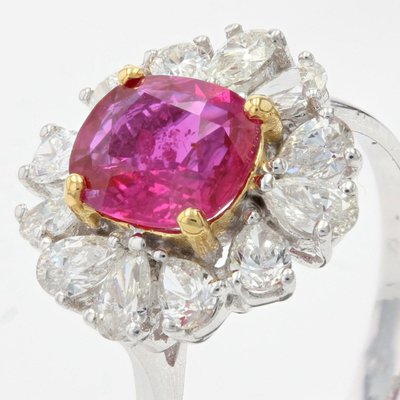 Bague Saphir Rose Et Diamants Taillés En Poire