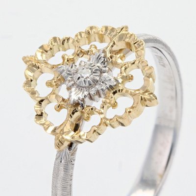 Yellow And White Gold Diamond Ring Arabesques Small Model