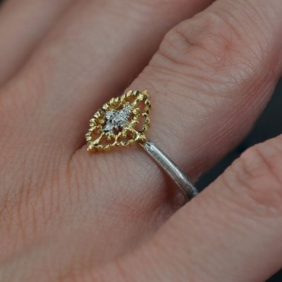 Yellow And White Gold Diamond Ring Arabesques Small Model