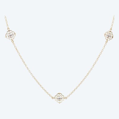 Yellow And White Gold Diamond Necklace Arabesques