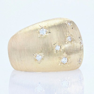 Bague Jonc Or Jaune Diamants Satinée