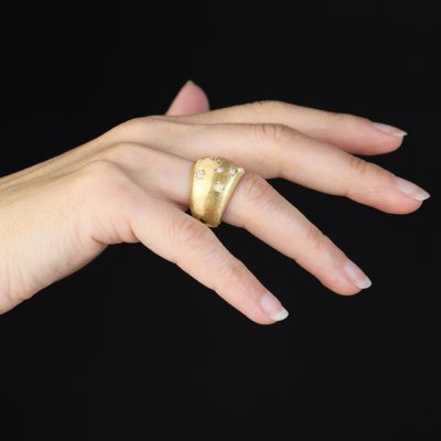 Bague Jonc Or Jaune Diamants Satinée