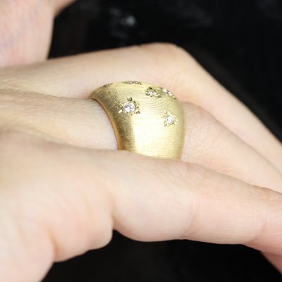 Bague Jonc Or Jaune Diamants Satinée