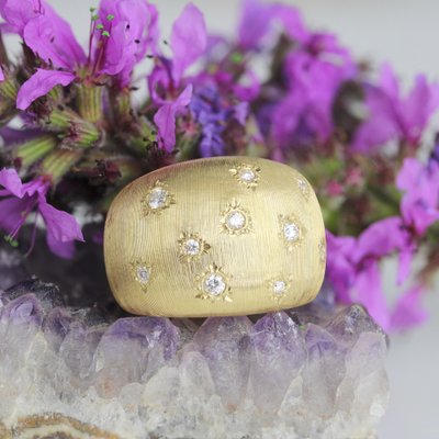 Bague Jonc Or Jaune Diamants Satinée