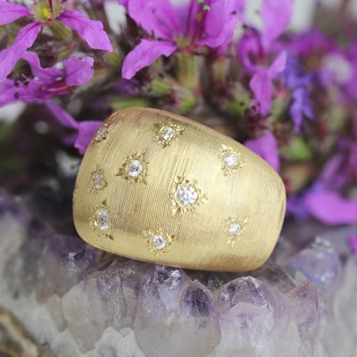 Bague Jonc Or Jaune Diamants Satinée