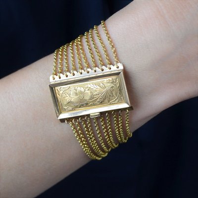 Bracelet Ancien Chaines Et Son Fermoir à La Pensée