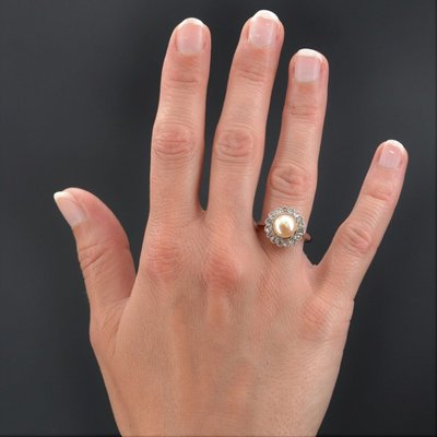 Antiker Gold- und Diamant-Perlenring
