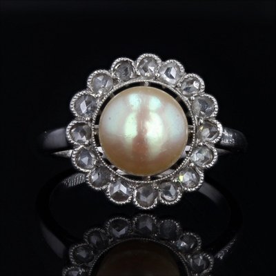 Antiker Gold- und Diamant-Perlenring