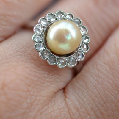Antiker Gold- und Diamant-Perlenring