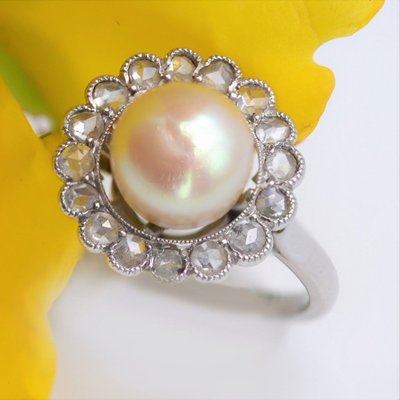 Antiker Gold- und Diamant-Perlenring