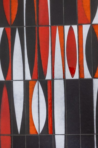Capron. Tavolino da caffè Navette in gres smaltato nero e rosso. Anni '60. LS66291834