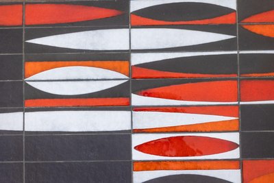 Capron. Tavolino da caffè Navette in gres smaltato nero e rosso. Anni '60. LS66291834