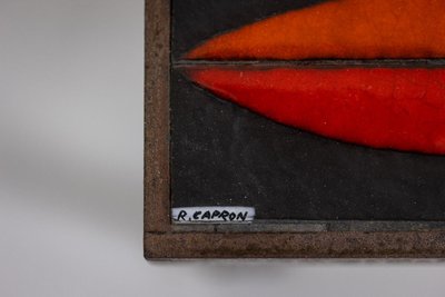 Capron. Tavolino da caffè Navette in gres smaltato nero e rosso. Anni '60. LS66291834