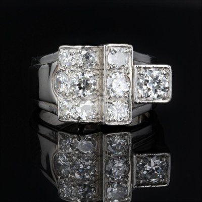 Bague Chevalière Art Déco Diamants