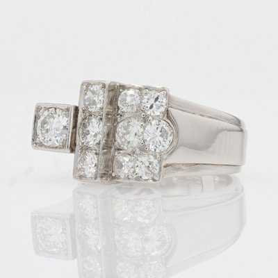 Bague Chevalière Art Déco Diamants