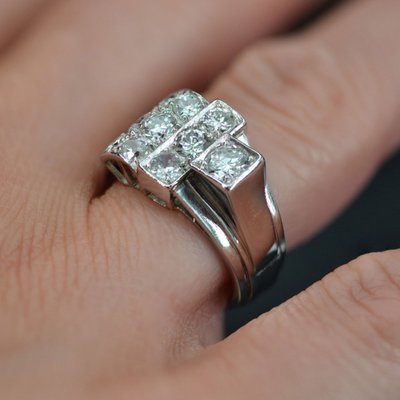 Bague Chevalière Art Déco Diamants
