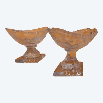 Paire de salière poivrière en cristal - XIXème siècle 