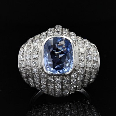 Art Deco Ceylon Saphir und Diamant Ring