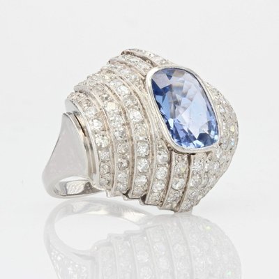 Art Deco Ceylon Saphir und Diamant Ring