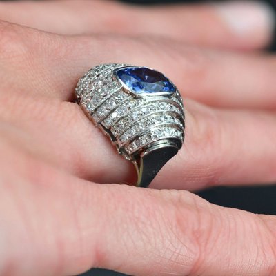 Art Deco Ceylon Saphir und Diamant Ring