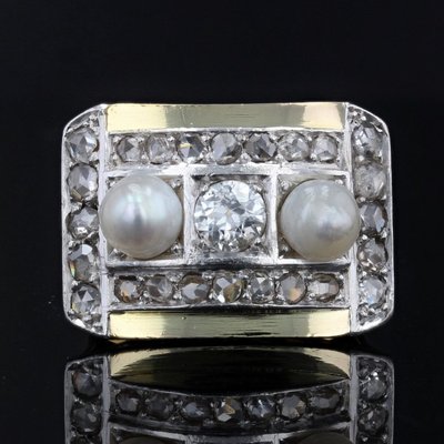 Fine Pearls And Diamonds Tank Ring
