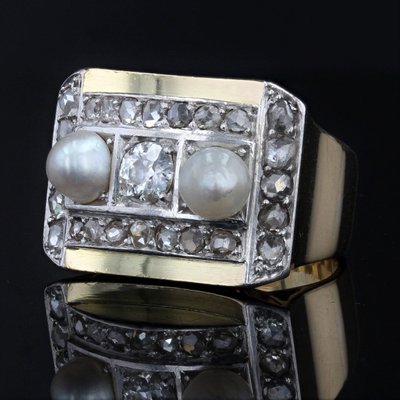 Fine Pearls And Diamonds Tank Ring