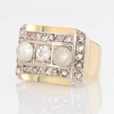 Fine Pearls And Diamonds Tank Ring