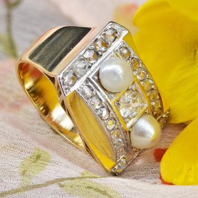 Fine Pearls And Diamonds Tank Ring