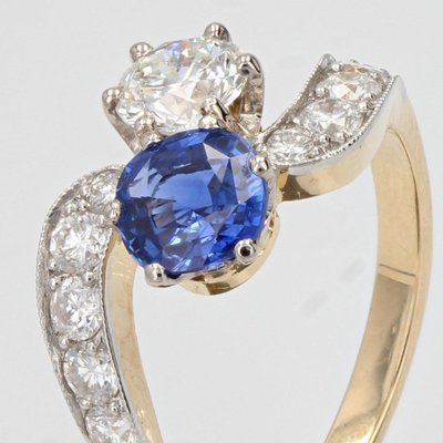 Bague Toi Et Moi Saphir Bleu Et Diamants
