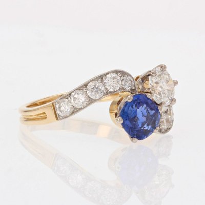 Bague Toi Et Moi Saphir Bleu Et Diamants