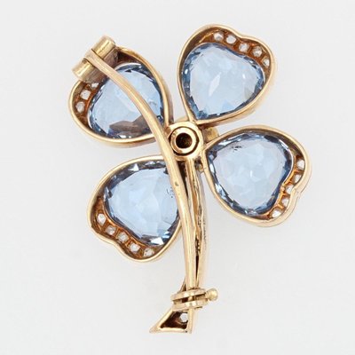 Broche Ancienne Trèfle Spinelles Et Diamants